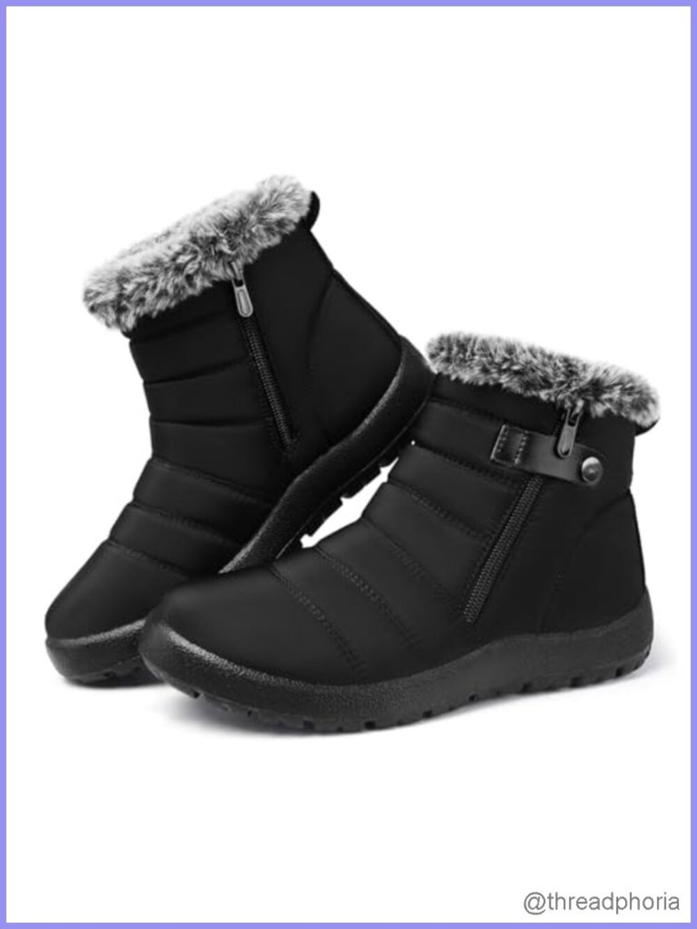 SHIBEVER Women's Waterproof Non Slip Winter Snow Boots Faux Fur Lined